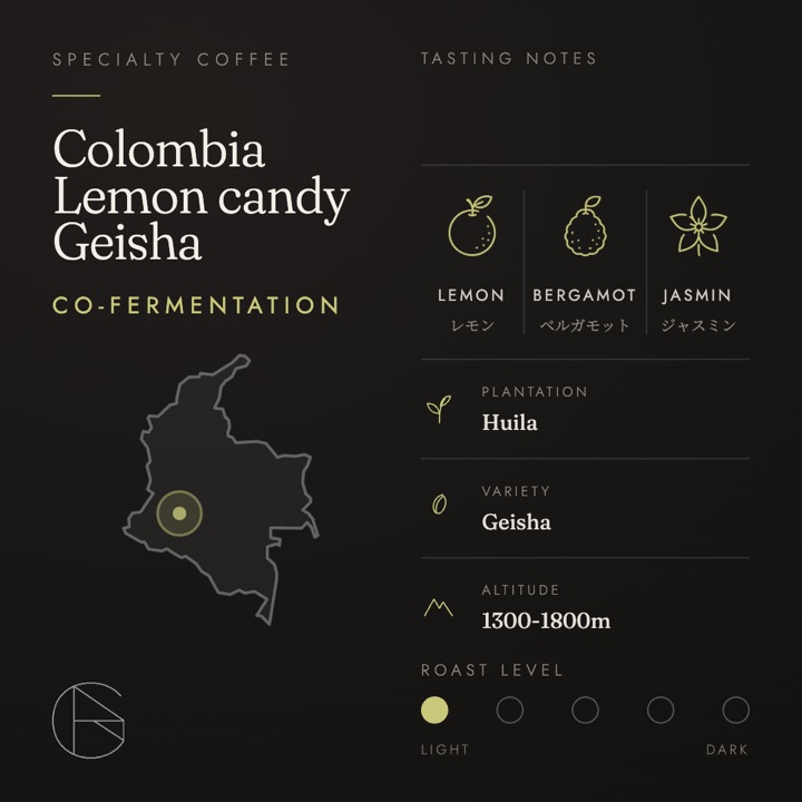Colombia / Lemon candy Geisha / Huila / Co-fermentation