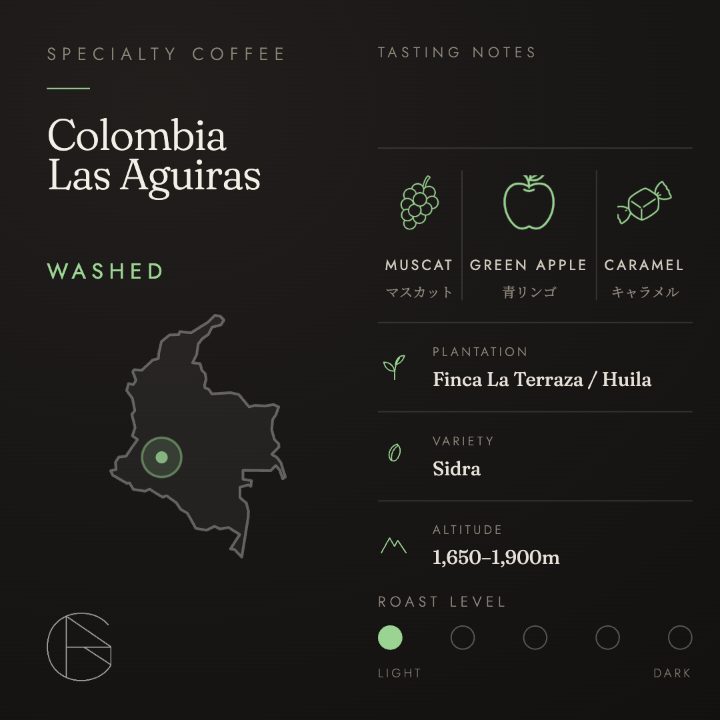 Colombia Las Aguilas Sidra Washed Colombia / Huila / La Argentinaのコーヒー豆